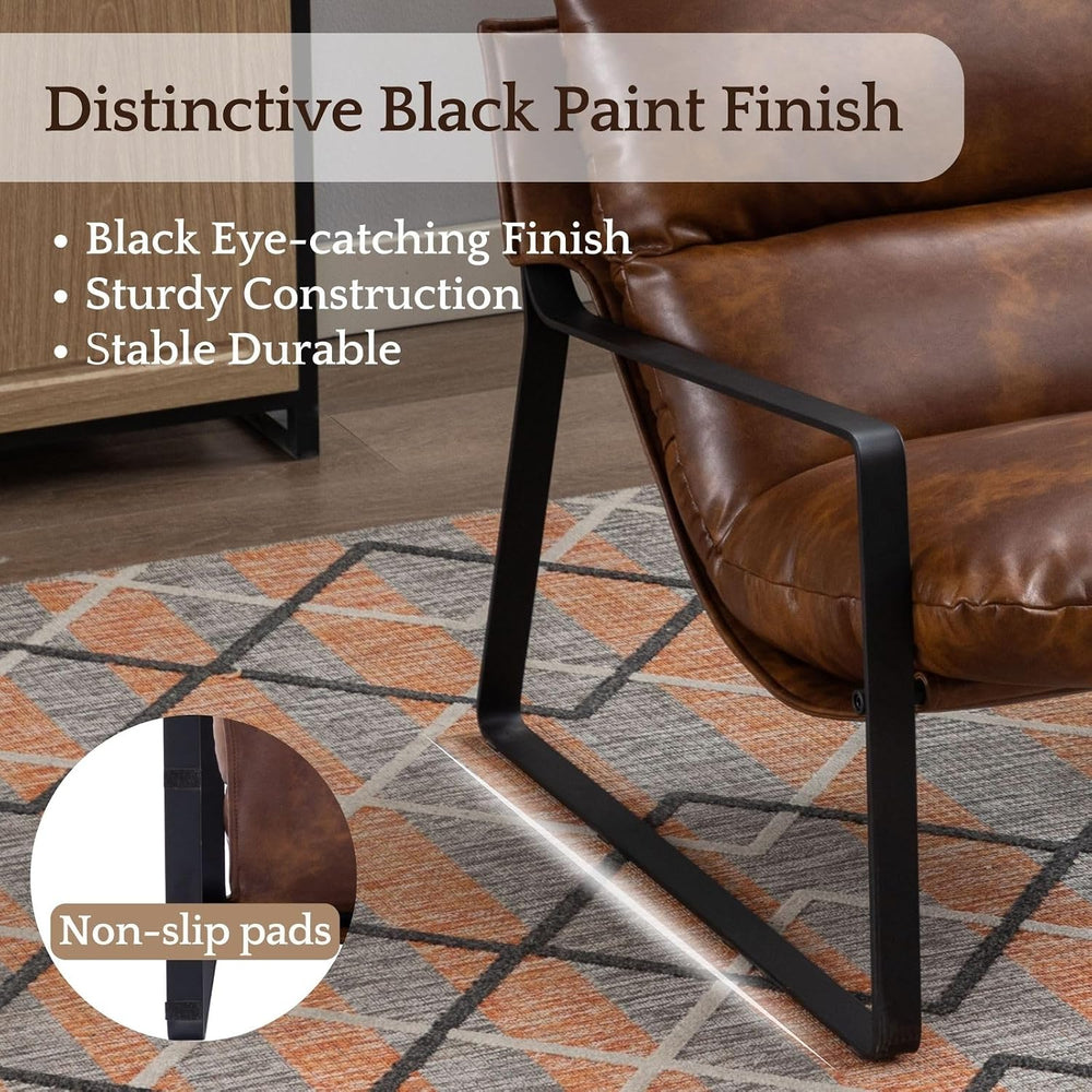 LukeAlon Modern Brown PU Leather Accent Armchair