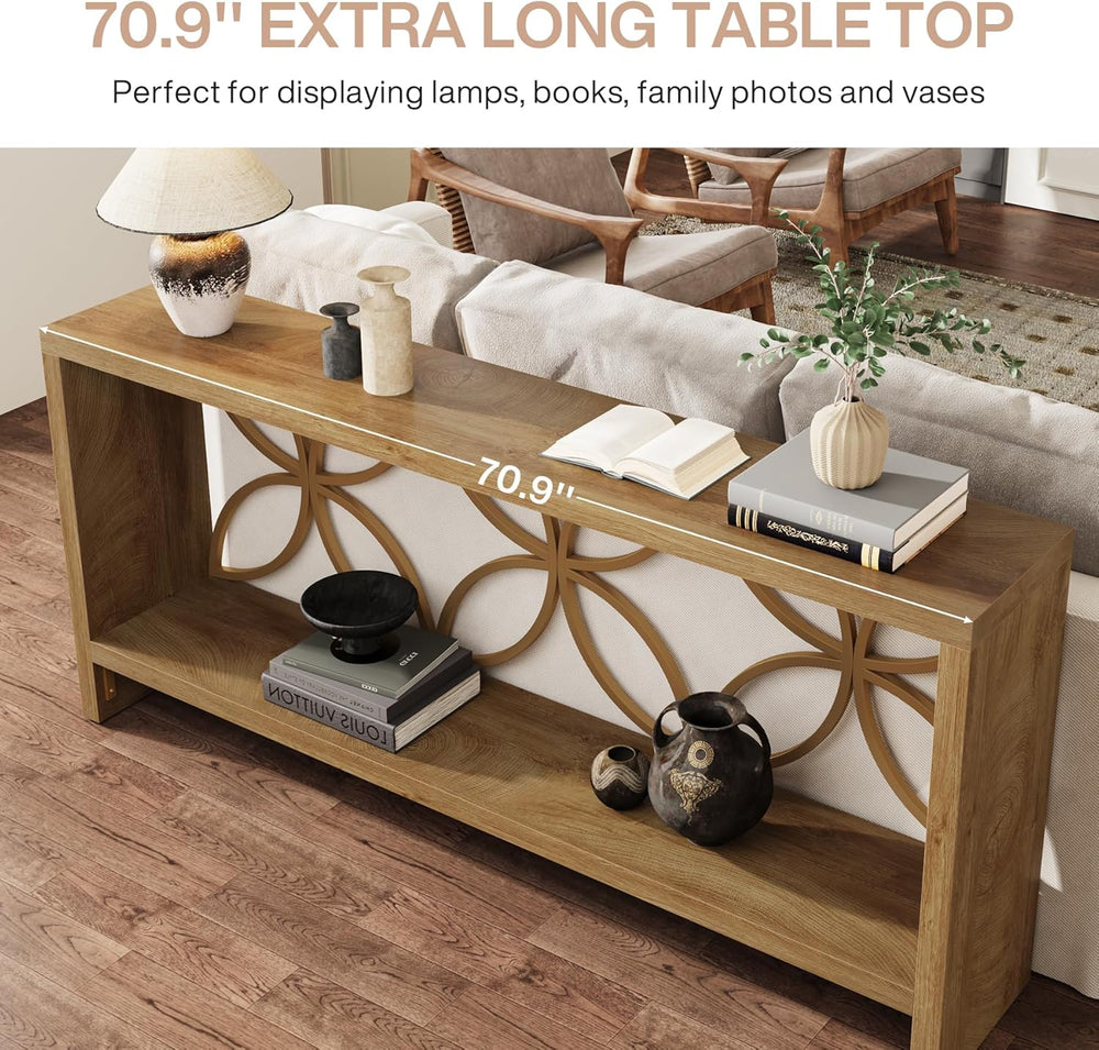 Tribesigns 70.9-Inch Narrow Sofa Table, FarmhouseLong Sofa Table Behind Couch...