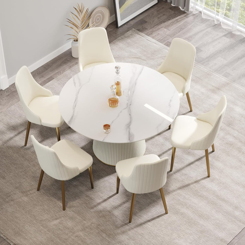 Montary 53” Modern Round Dining Table for 4-6 People, Minimalist Artificial M...