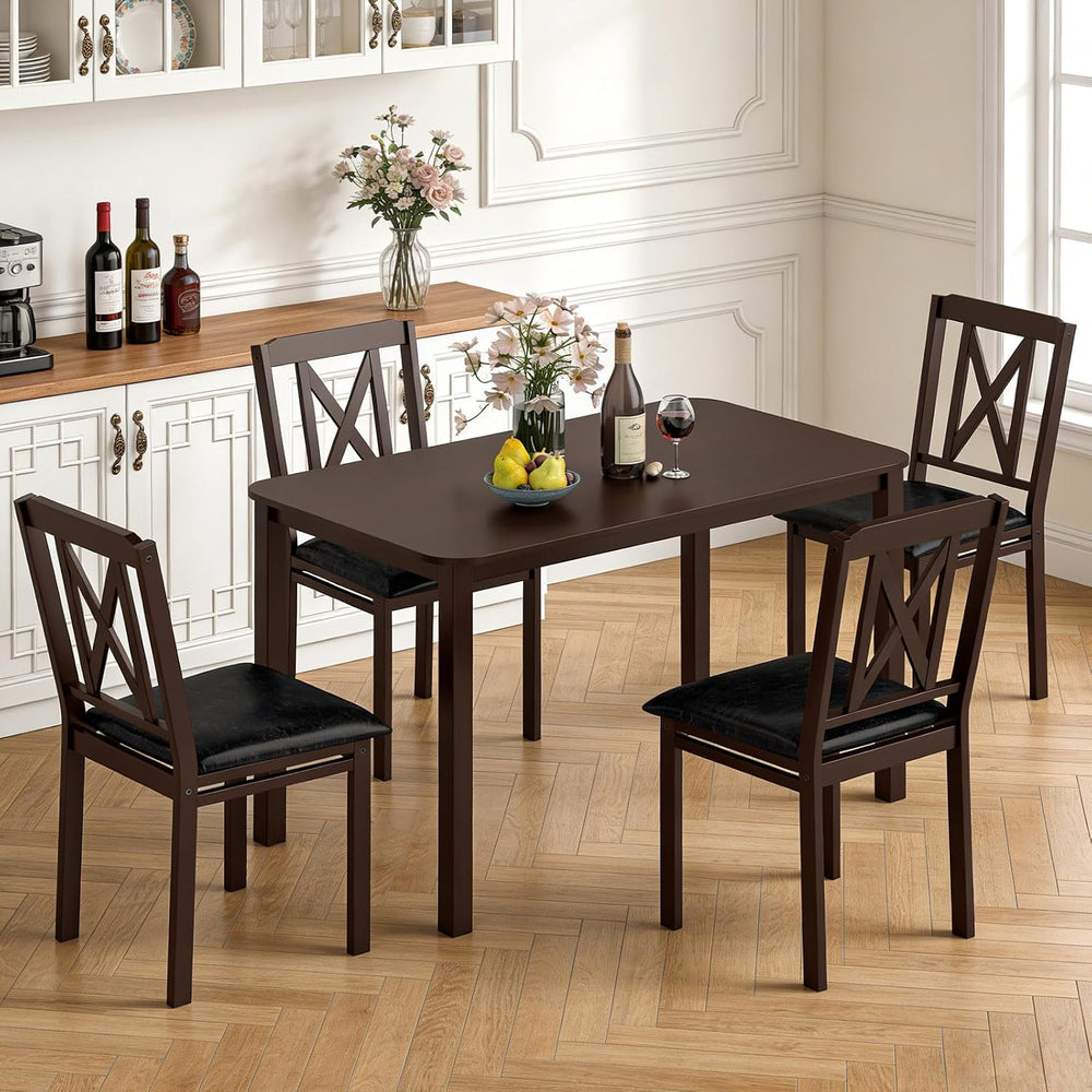 Giantex 5-Piece Dining Table Set for 4, 47" Rectangular Kitchen Table &a...