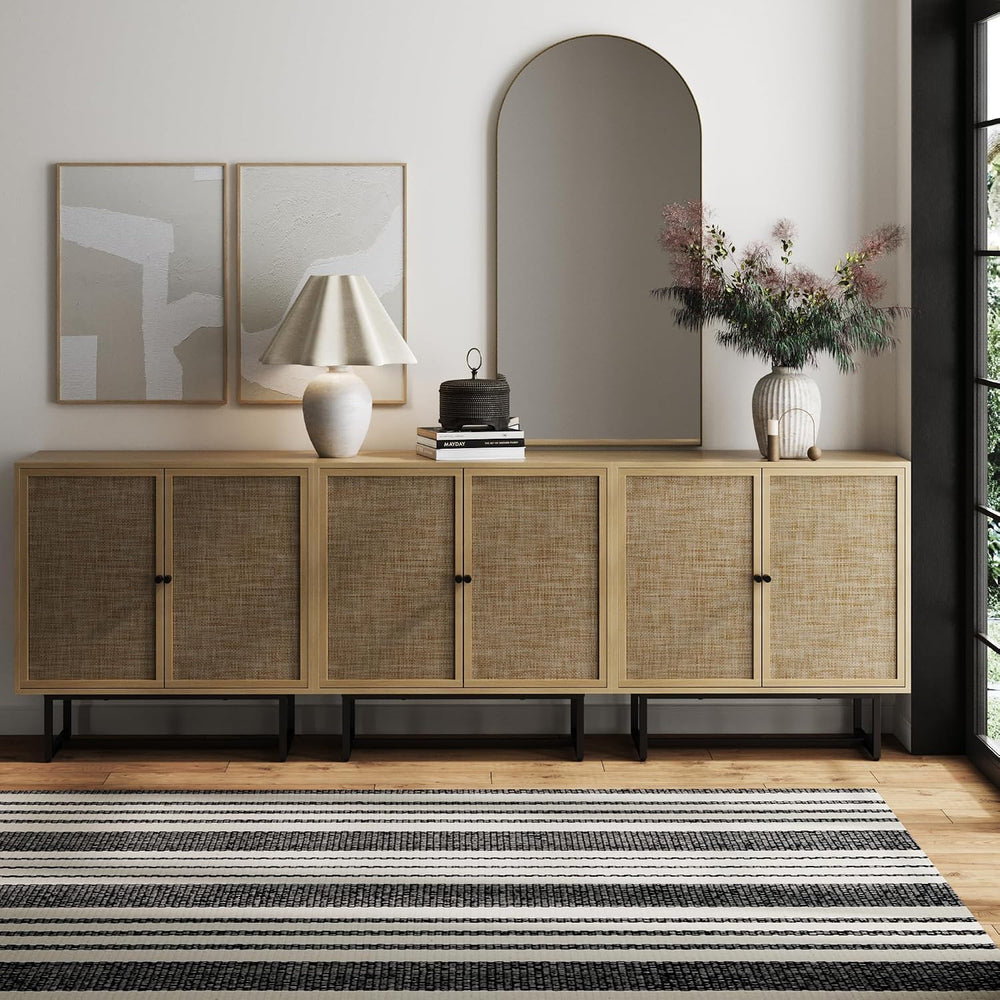 Nathan James Kova Rattan Wood Accent Sideboard Storage Cabinet TV Stand with ...