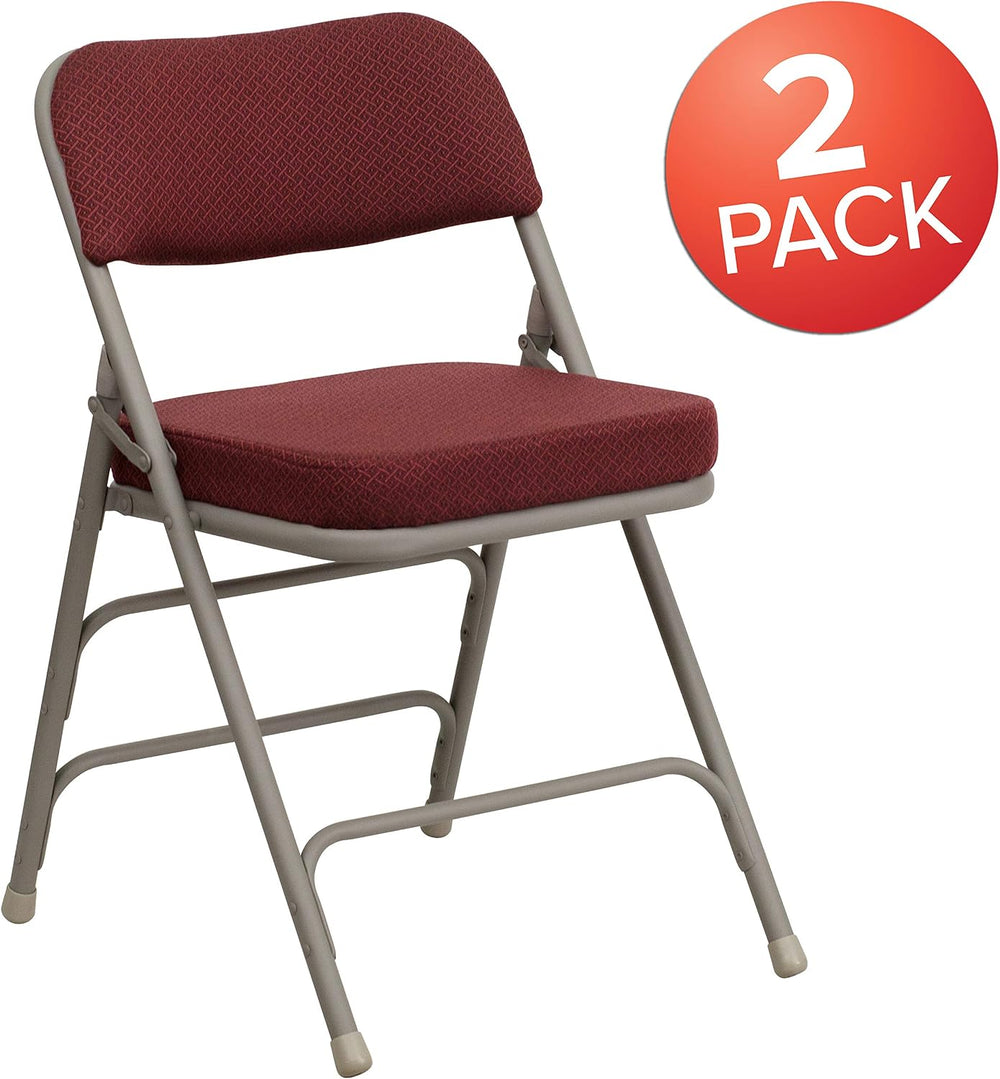 Flash Furniture Hercules Series Metal Folding Chairs with Cushioned Seat, Fab...