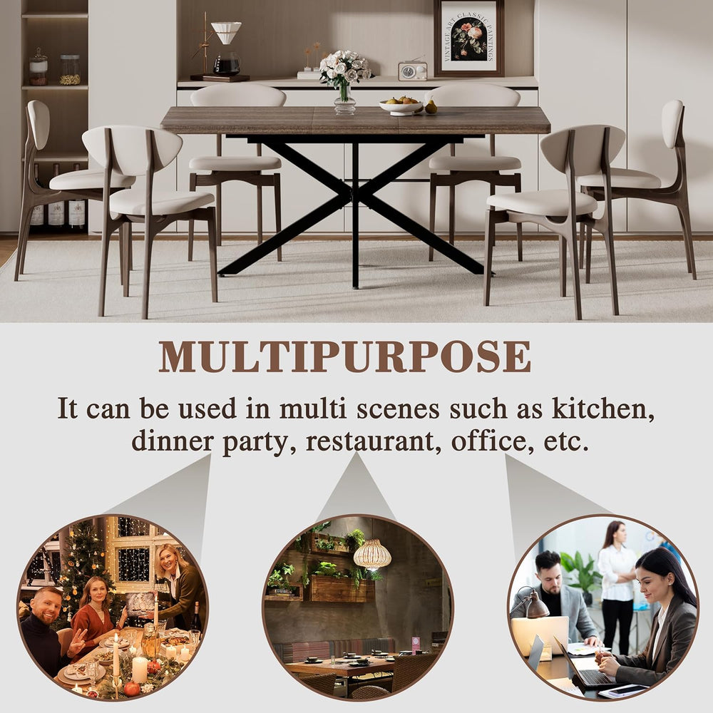 Extendable Dining Room Table for 4 6 8, 55"-70.9" Kitchen Table Rec...