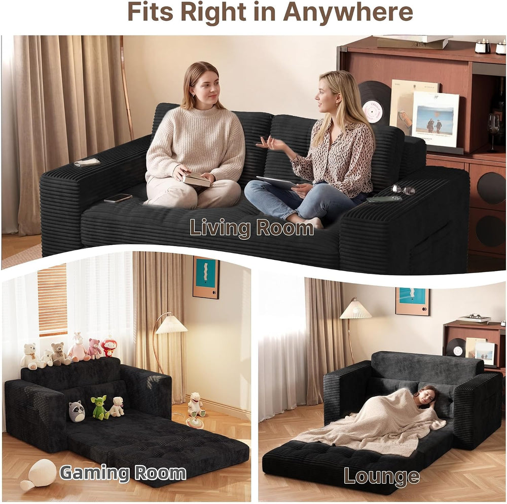 Gizoon Couch Bed Small Floor Couch 59" Convertible Sleeper Sofa | Foldin...