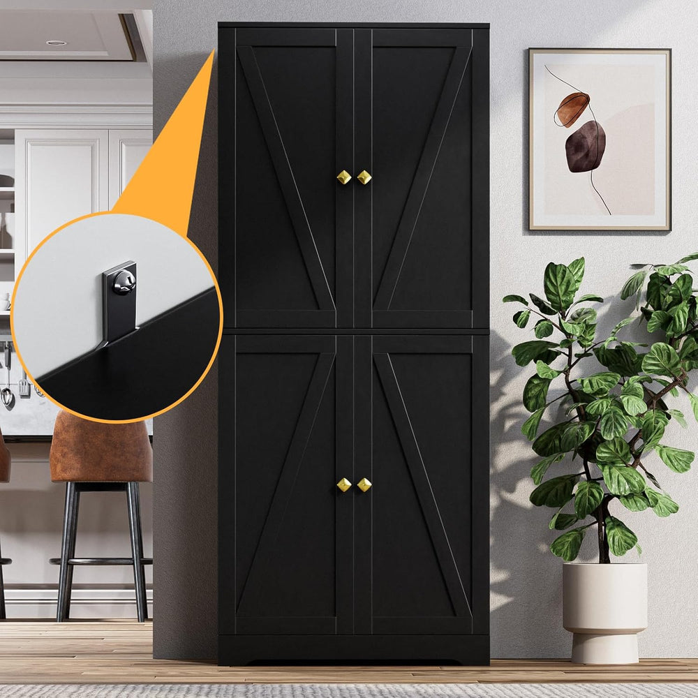 LYNSOM Kitchen Pantry Storage Cabinet 72“ Tall, Farmhouse Pantry Cabinet with...