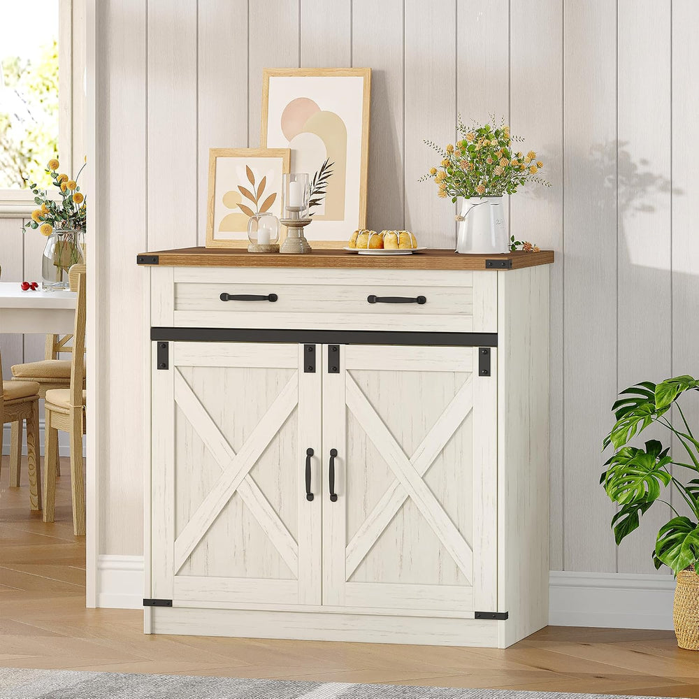 Hzuaneri Kitchen Storage Cabinet, Buffet Cabinet with Storage, Modern Farmhou...
