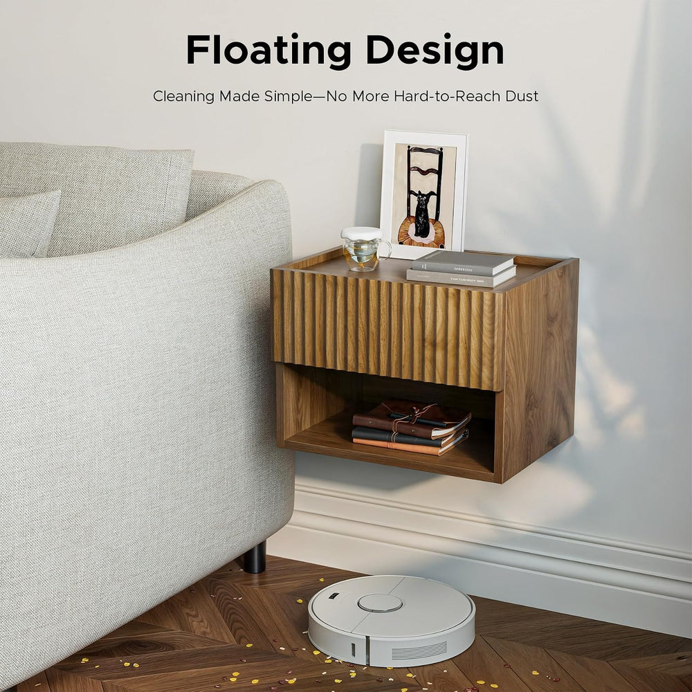 Floating Nightstand Bedroom Bedside Table - Floating Night Stand Set 2 for Sm...