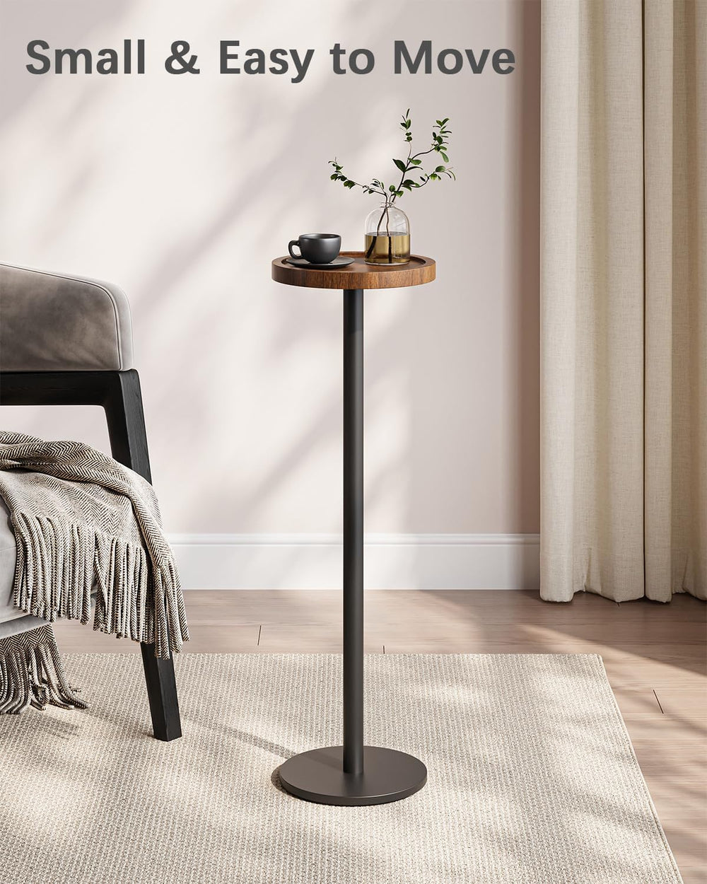 KJGKK Drink Table, Small Pedestal Side Table, Round Cocktail Table, Circle En...