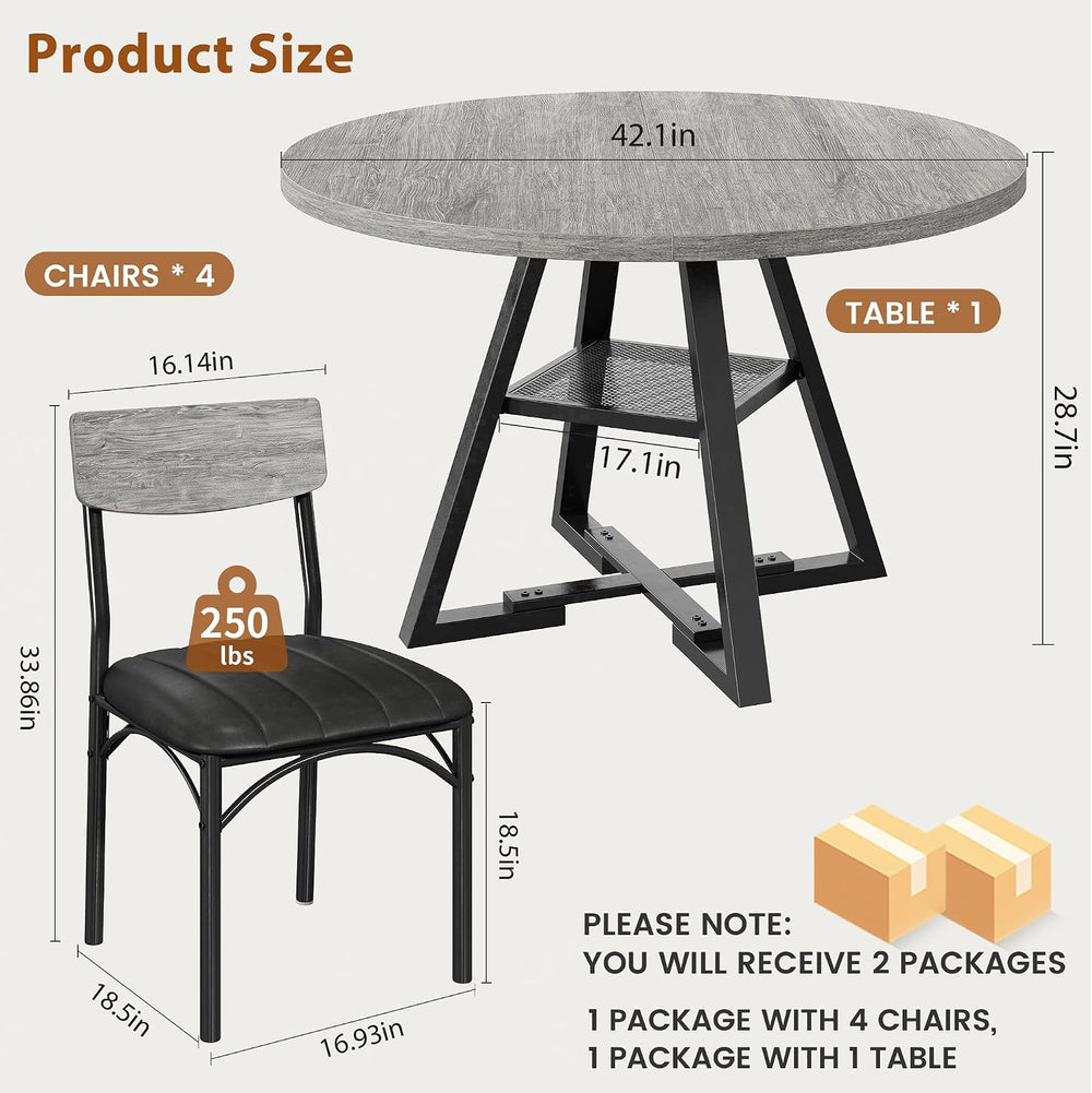 Dining Table Set for 4,Kitchen Table and Chairs for 4, Round Dining Room Tabl...
