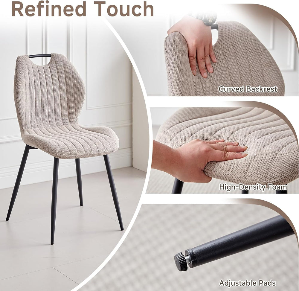 Dining Chairs Set of 4, Upholstered Living Room Chairs Modern Fabric Wingback...