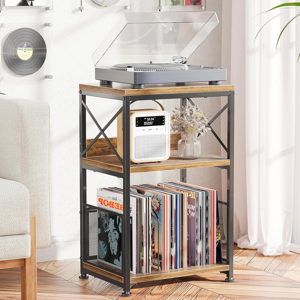 Simple Trending Record Player Stand, Turntable Stand with Vinyl Storage Holds...