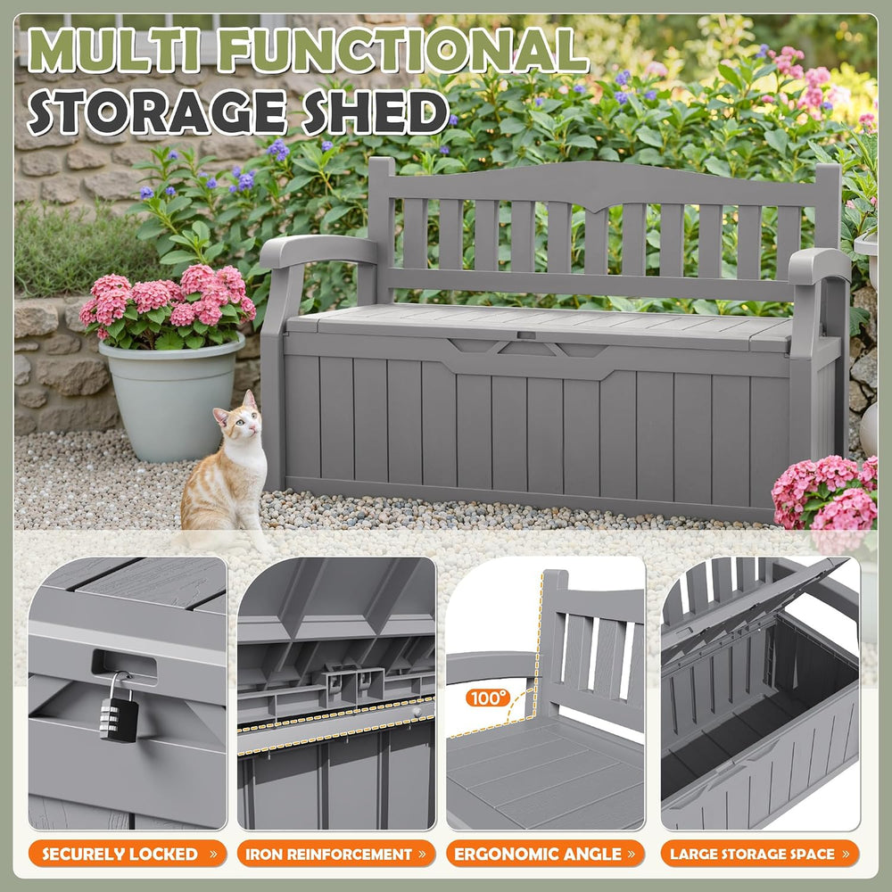 Homall 75 Gallon Outdoor Storage Benches Lockable Deck Box Waterproof