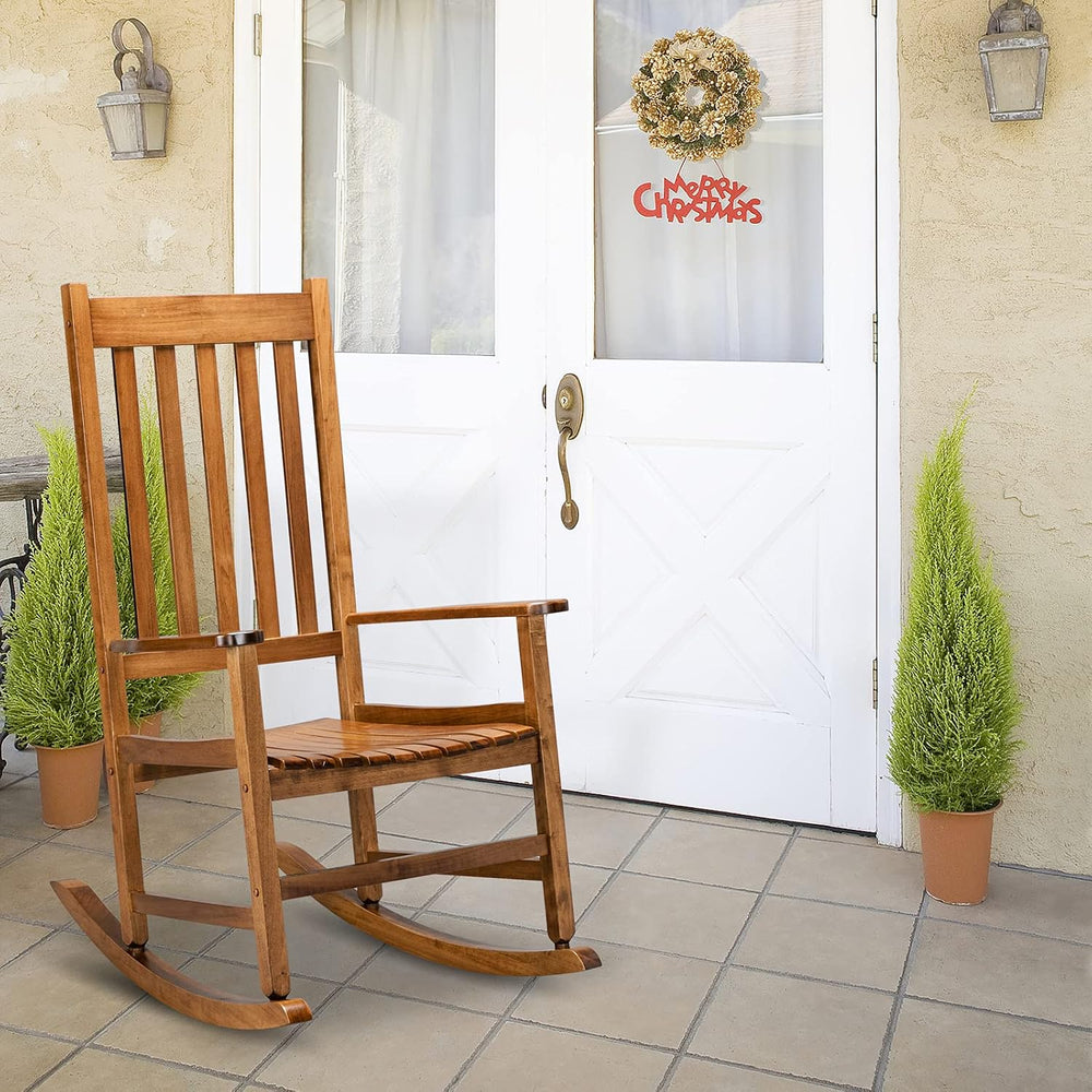 Rocking Chair Wooden Frame Chair Indoor and Outdoor,Outdoor Rocking Chair, Pa...