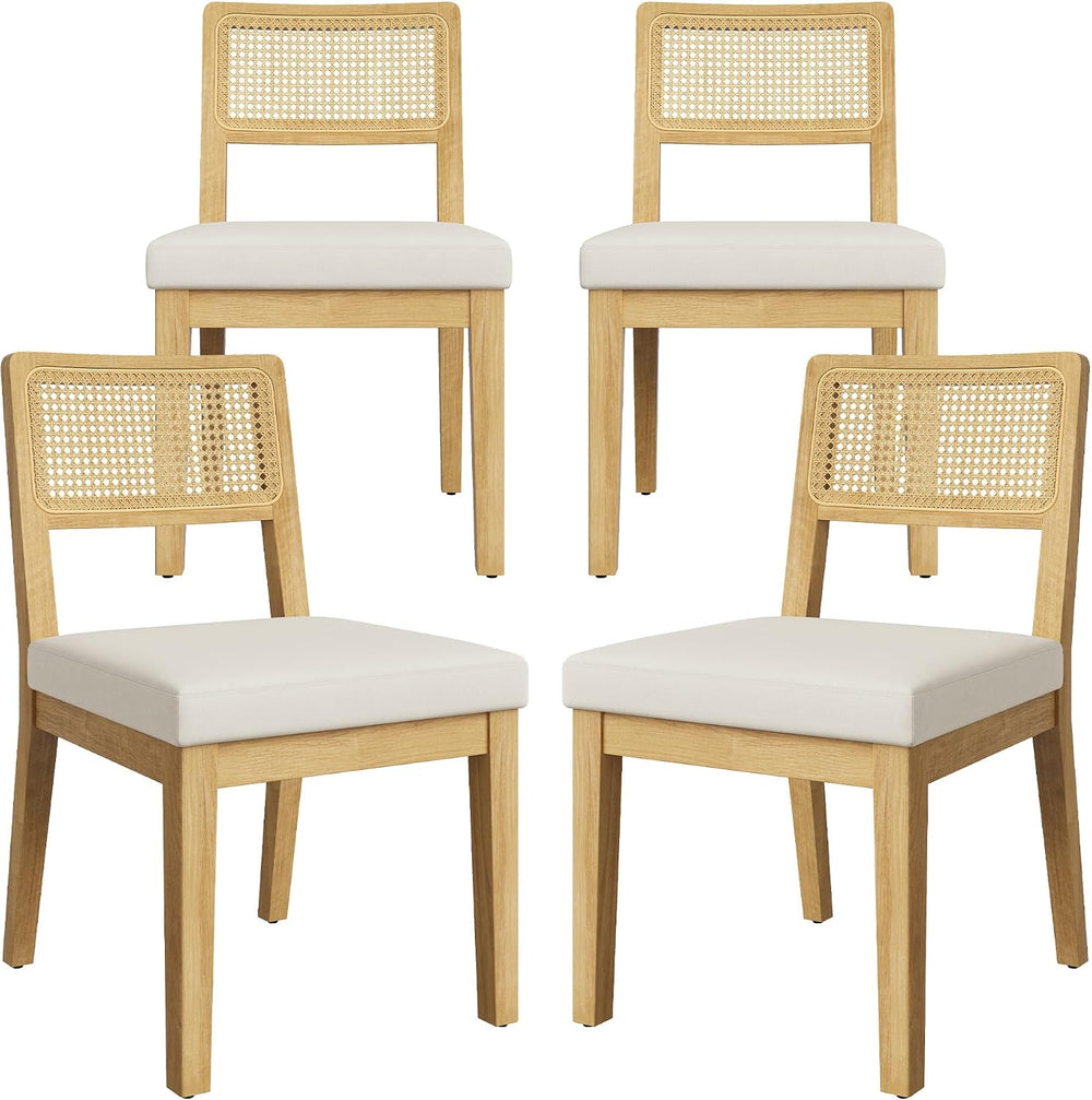 Garvee Rattan Dining Chairs Set of 4, French Country Upholstered Dining Chair...