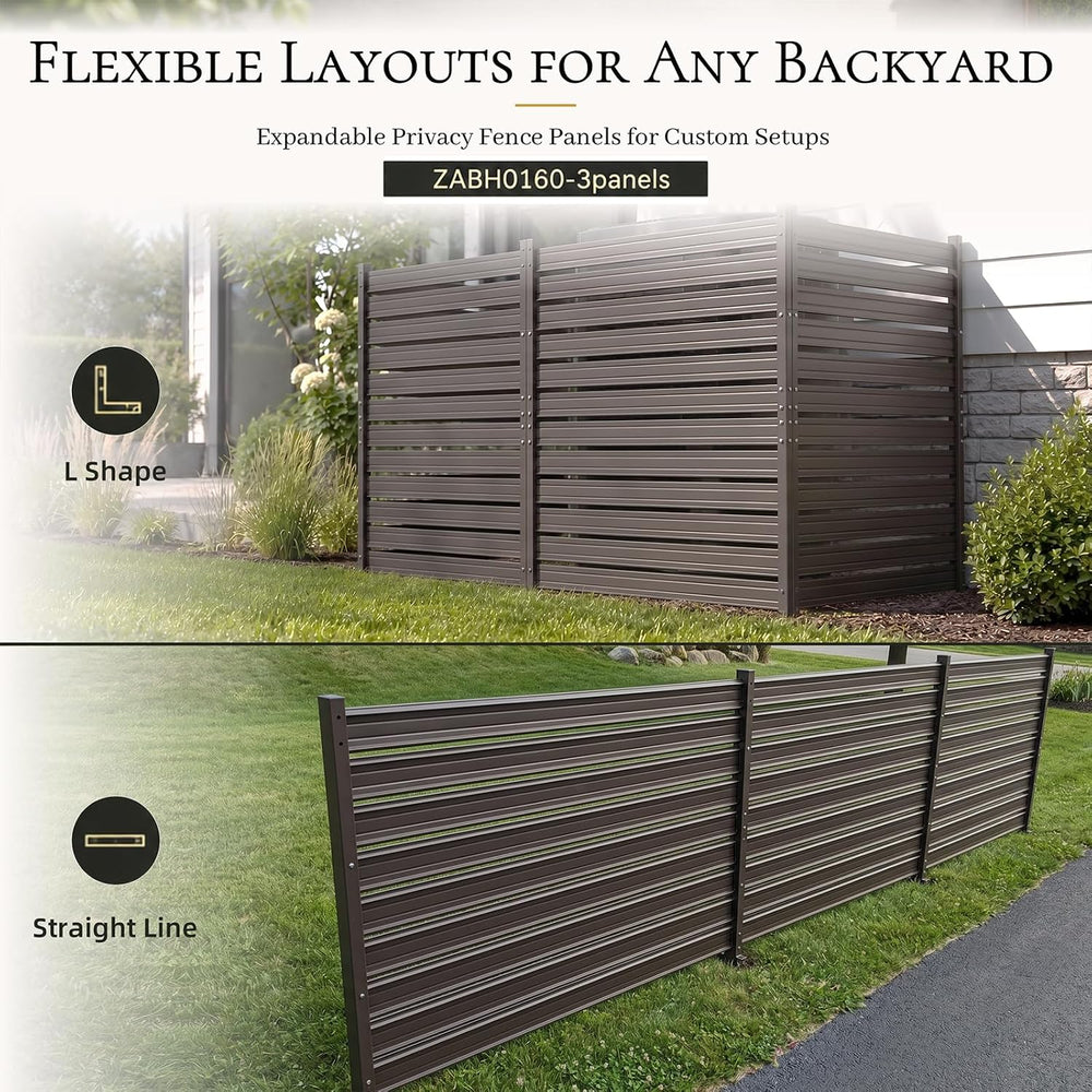 Air Conditioner Fence 3 Panels, 42" H x 9.5 FT W Metal Outdoor Privacy S...