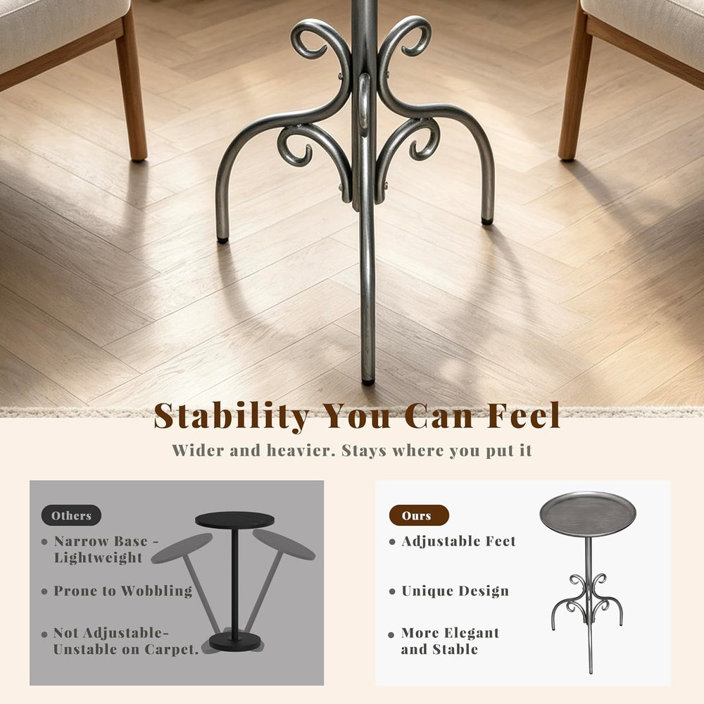 Round Side Table, Small Metal Drink Table for Small Spaces, Modern Martini Ta...