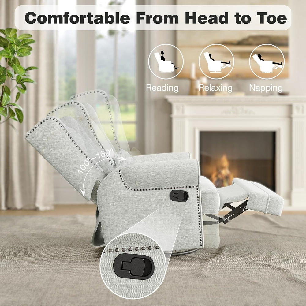 RoyalCraft Swivel Recliner Chair with Extra Large Footrest, Comfy Upholstered...
