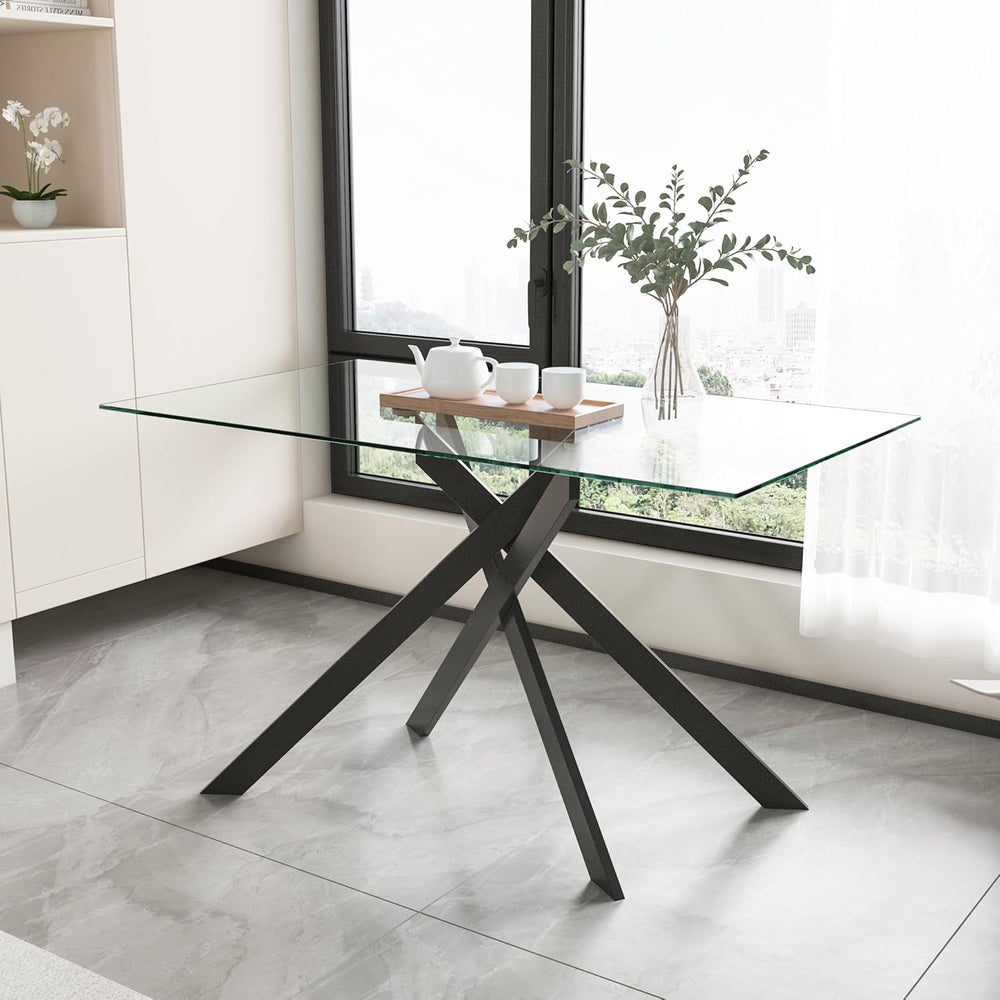 Modern Dining Table for 4-6 People, 51" Rectangle Dining Room Table with...