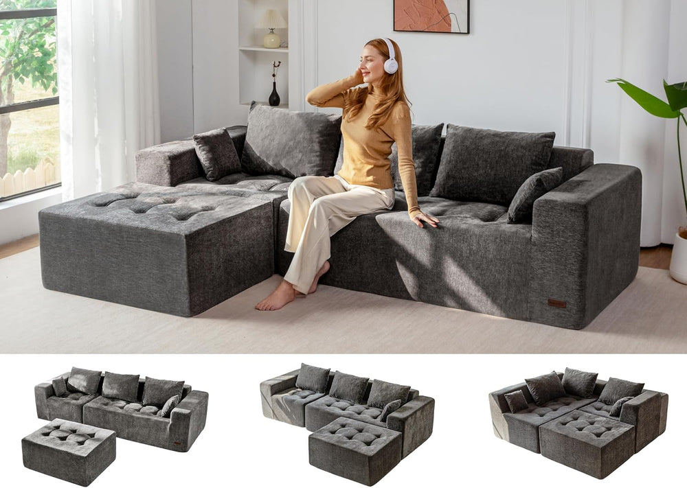 MAXYOYO Modular Sectional Sofa Couch, L Shaped Cloud Couch with Flexible Otto...