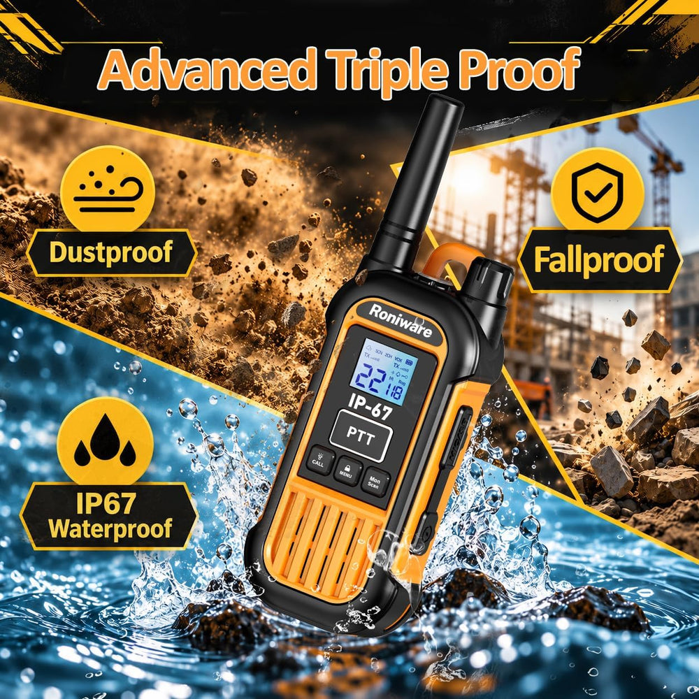 IP67 Waterproof Walkie Talkies Long Range for Adult Rugged Radios
