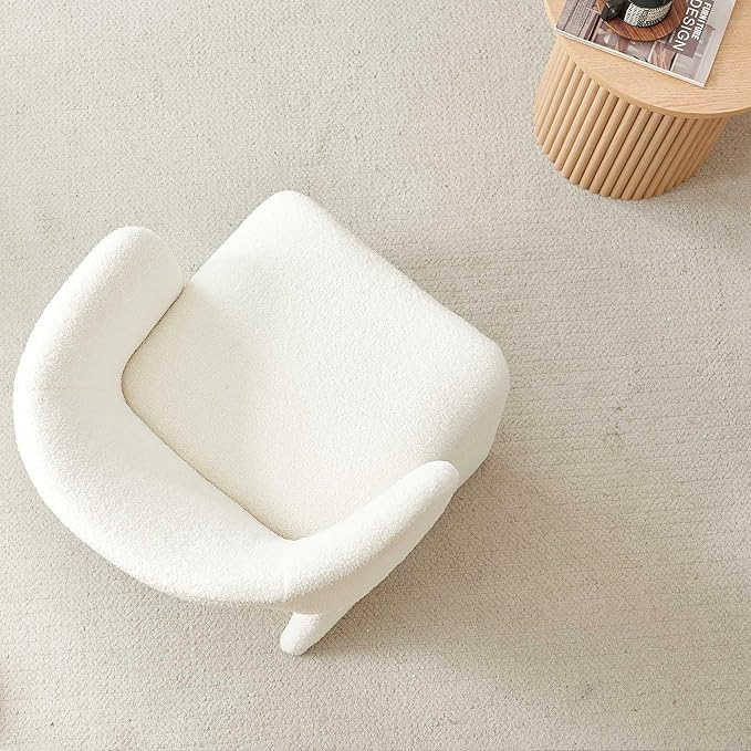 NORDICANA Barrel Dining Room Chair with Arms, Faux Fur Accent Chair for Kitch...