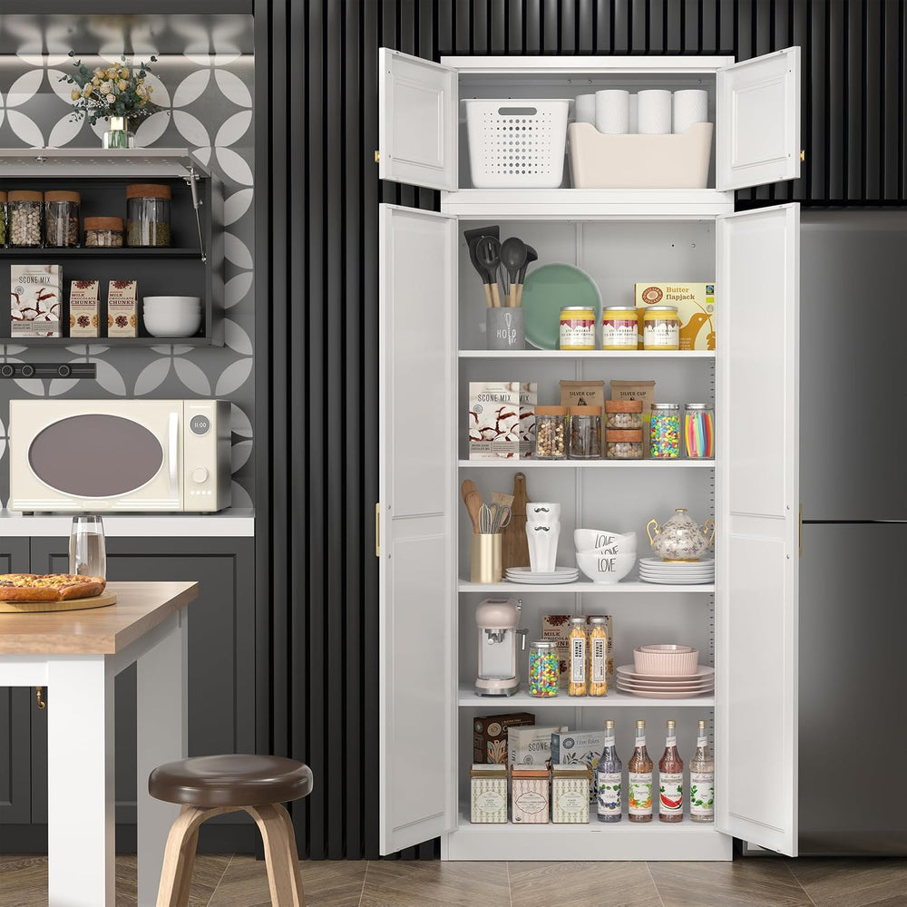 Steeloong86“ Kitchen Pantry Cabinet,Metal Storage Cabinets with Doors and 4 A...