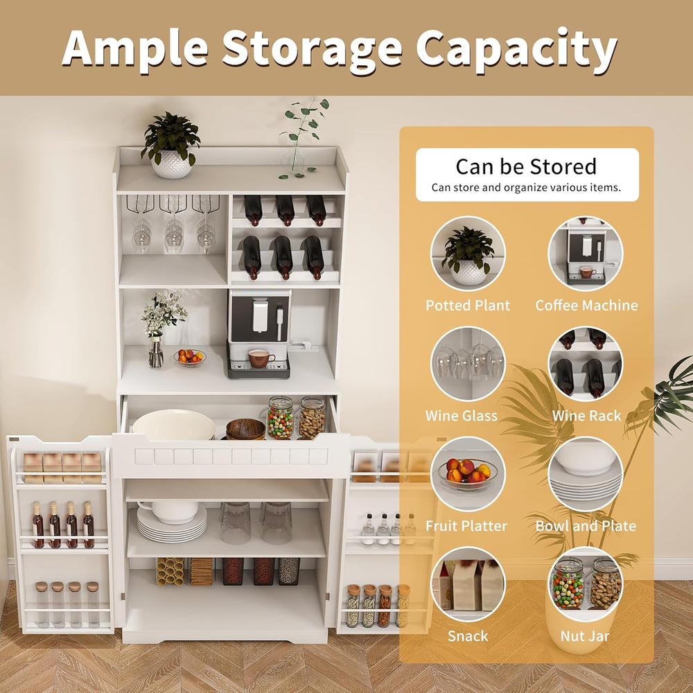 HRVEOCEI 71" Pantry Cabinets for Kitchen Storage, White Farmhouse Kitche...