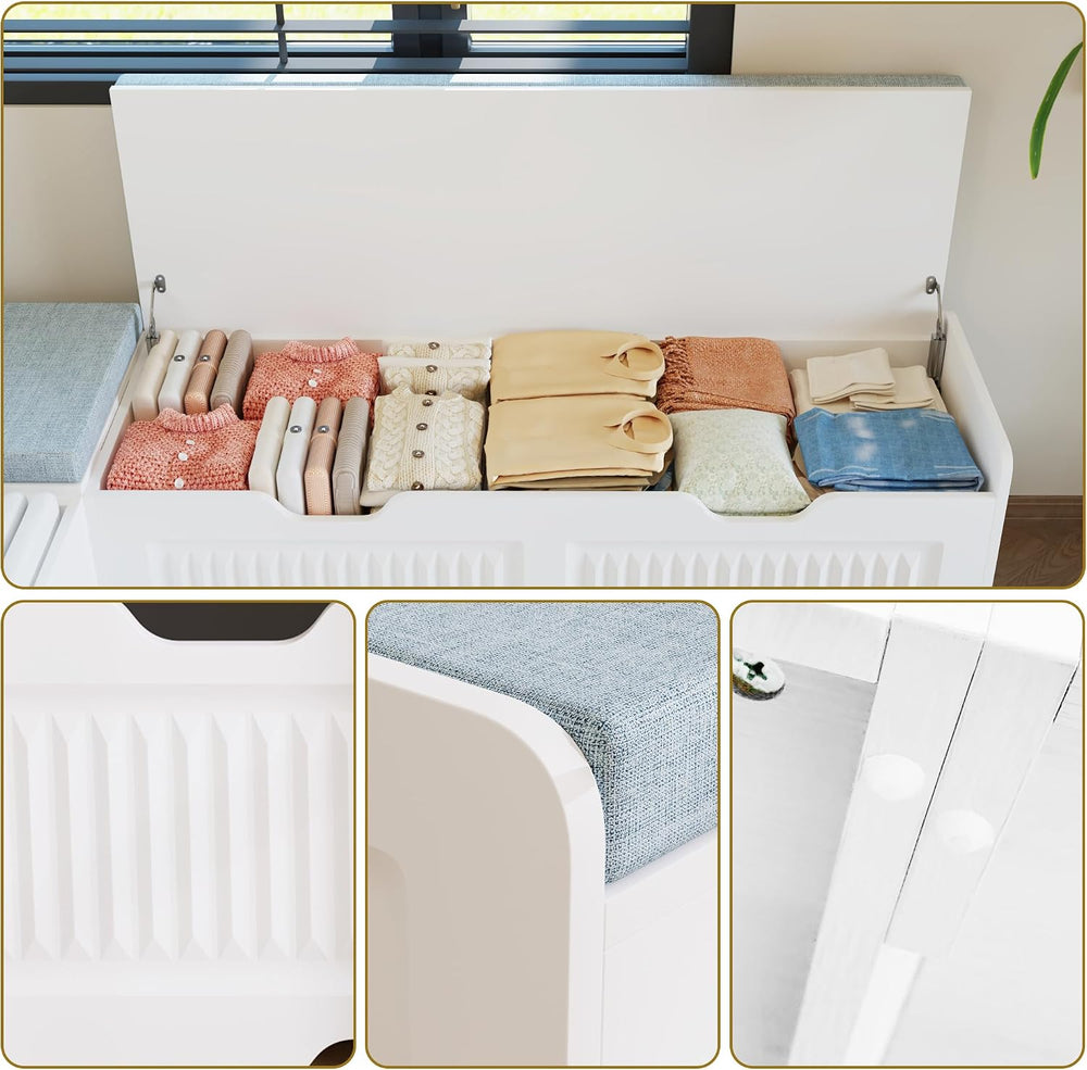 L-Shaped Storage Bench, Corner Bench with Storage,Kitchen Breakfast Nook Benc...
