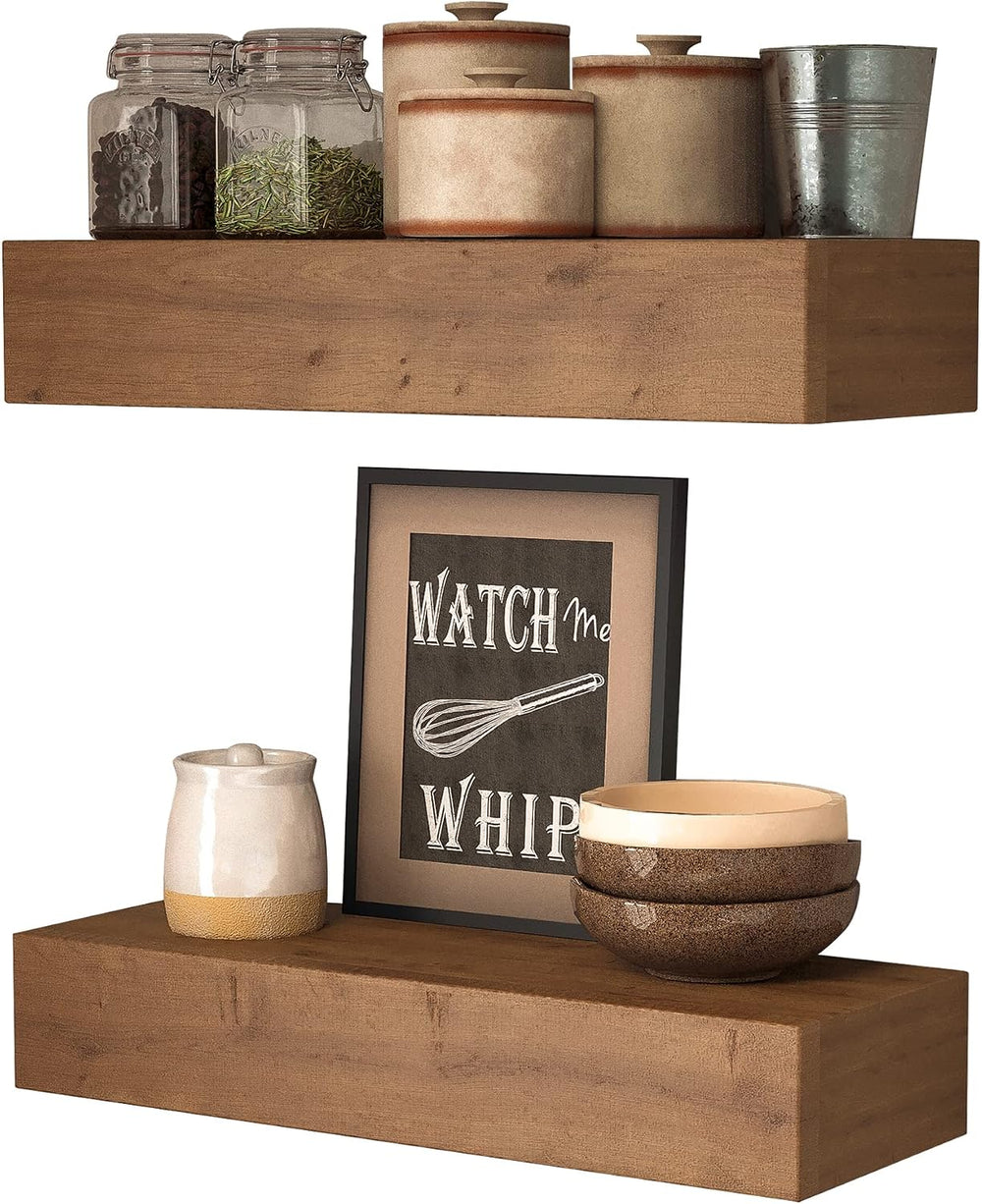 Wall Floating Shelves, Rustic Wood Wall Shelf Handmade - Wooden Shelves for B...