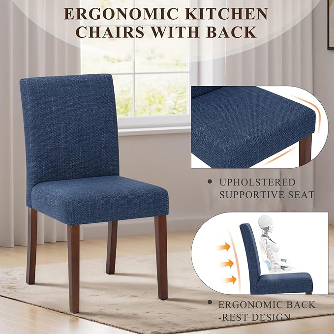 Upholstered Dining Chairs Set of 4, Modern Fabric Dining Room Chair, Wooden D...