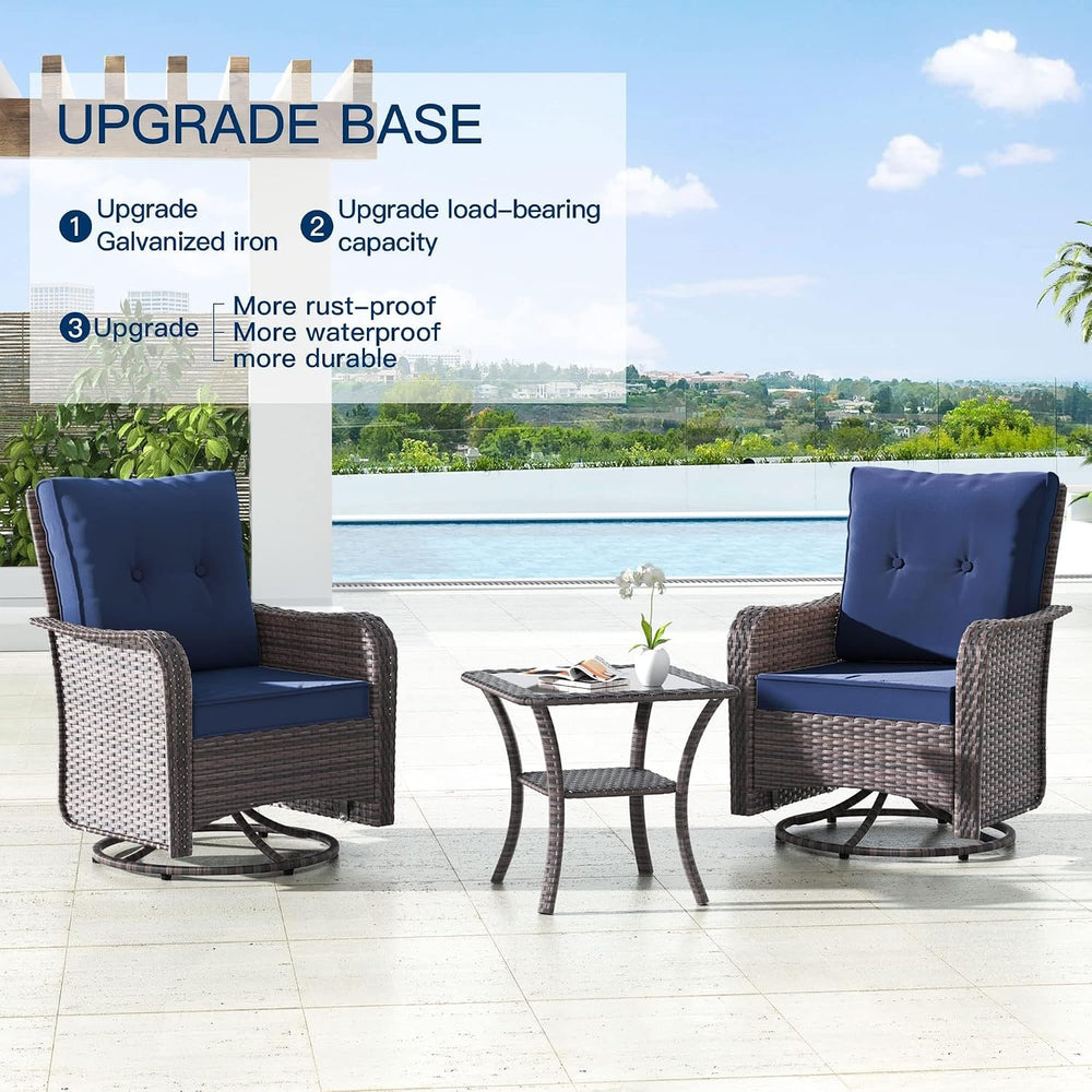 Kullavik 10 Piece Outdoor Patio Furniture Set with Fire Pit & Swivel Chairs