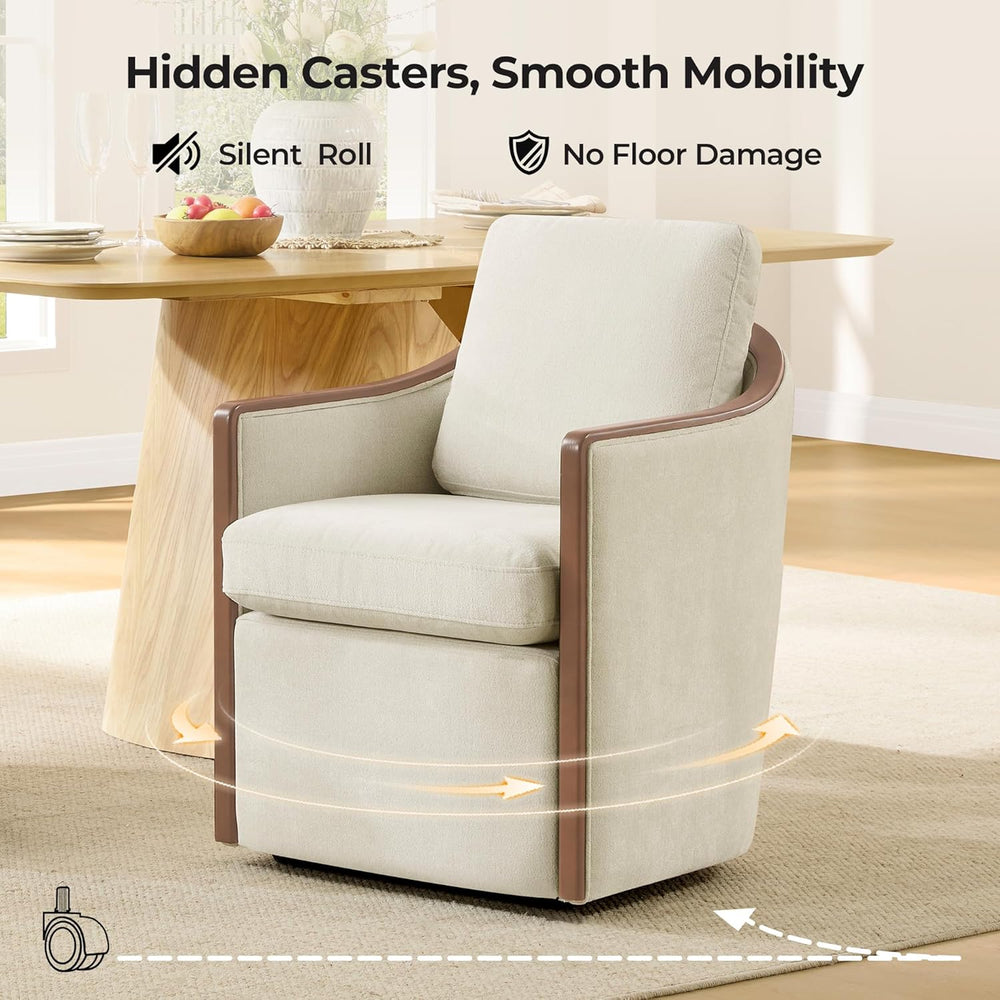 CHITA Upholstered Dining Chairs Set of 4 with Hidden Casters, Modern Dining C...
