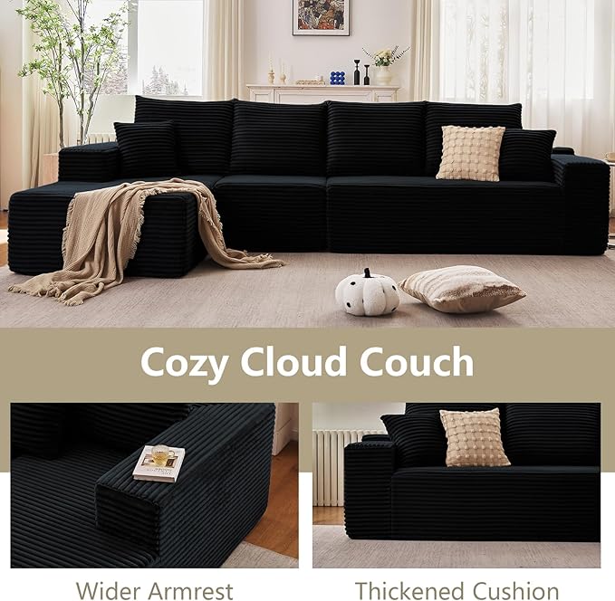 135" Modular Sectional Couches for Living Room, Comfy L Shaped Cloud Cou...