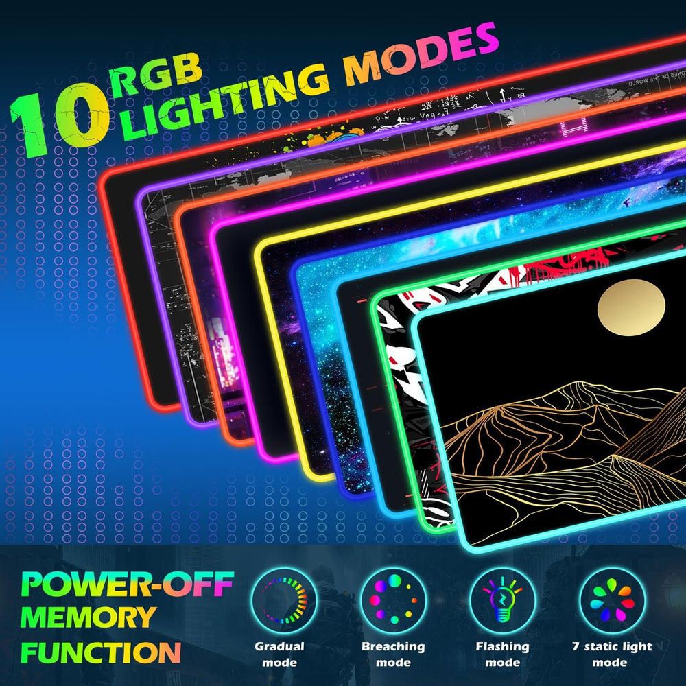 ToLuLu RGB Wireless Charging Gaming Mouse Pad, 7.5/10/15W 10 Light Modes LED ...