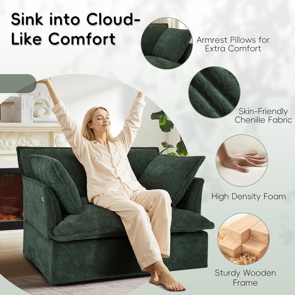 ERYE 47" Chenille Upholstered Accent Chair Wide Seat Armchair for Living...