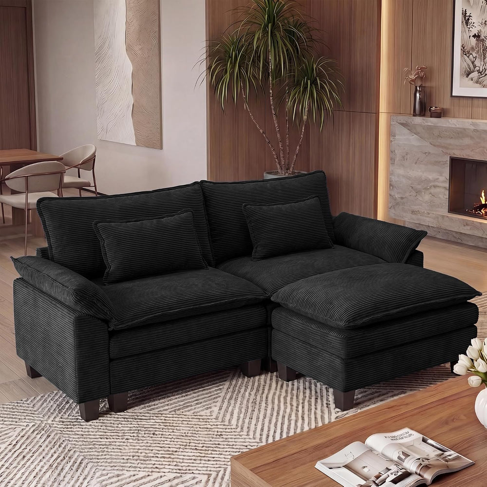 URRED Oversized Modular Sectional Sofa,Solid Black:87" L Shaped