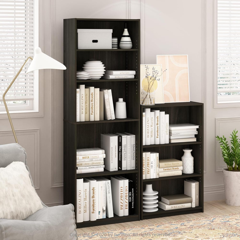 Furinno Jaya Book Shelf, 5-Tier Bookshelf, Tall Standing Bookcase with Adjust...