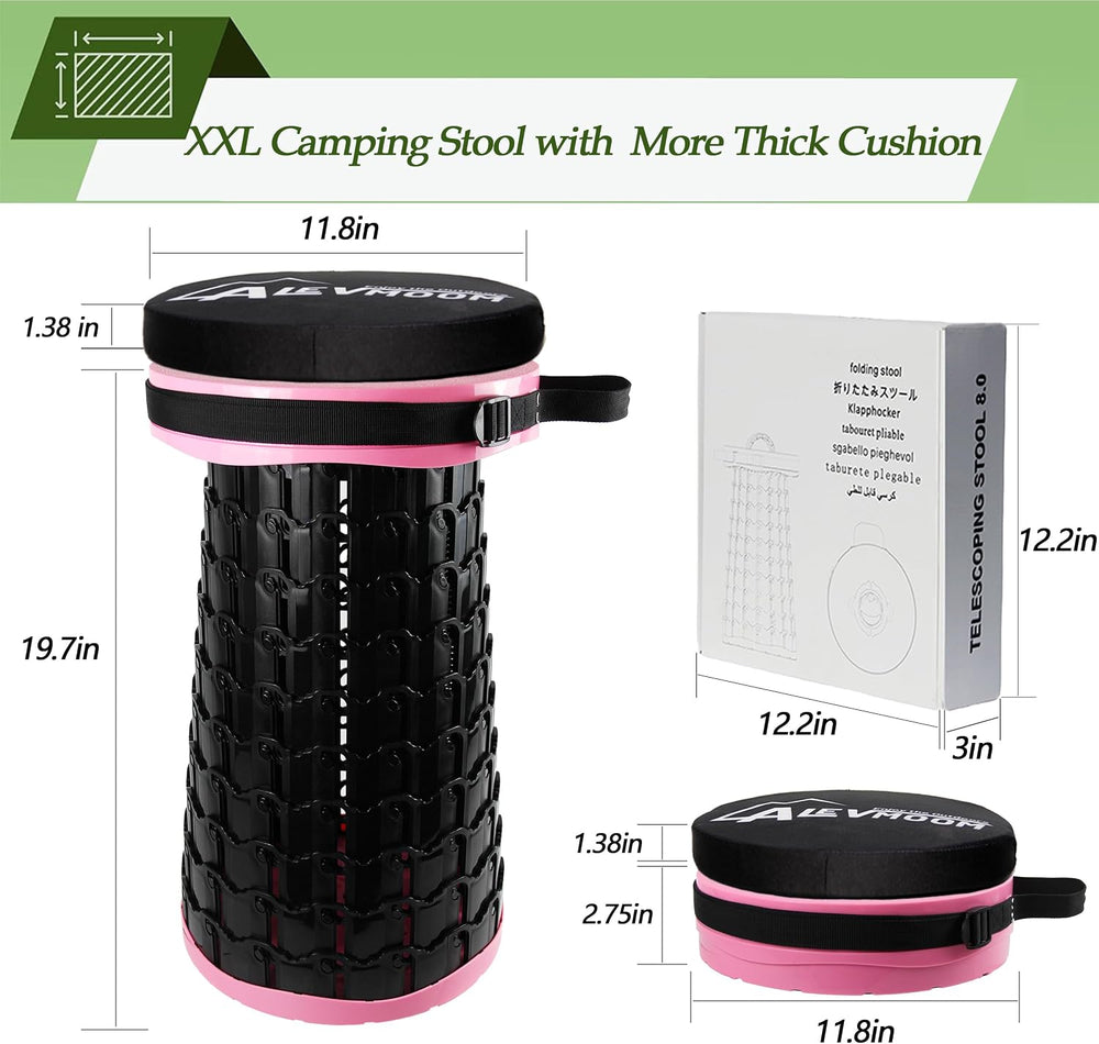 Upgraded XXL Collapsilbe Stool with Cushion,More Sturdy and Height 19.7“,D11....