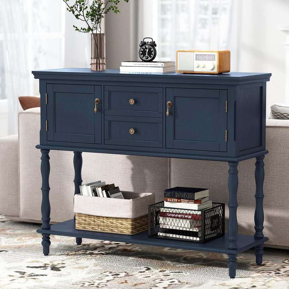 ARTPOWER Console Table with 2 Drawers, Retro Entryway Table with 2 Door | Sol...