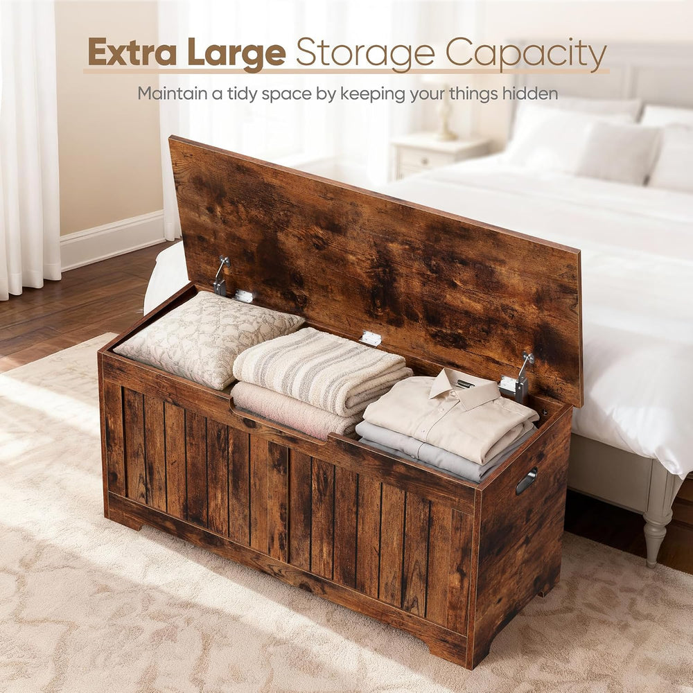SUPER DEAL Storage Chest, 39 inches Chest Box Organizer with 2 Safety Hinges,...