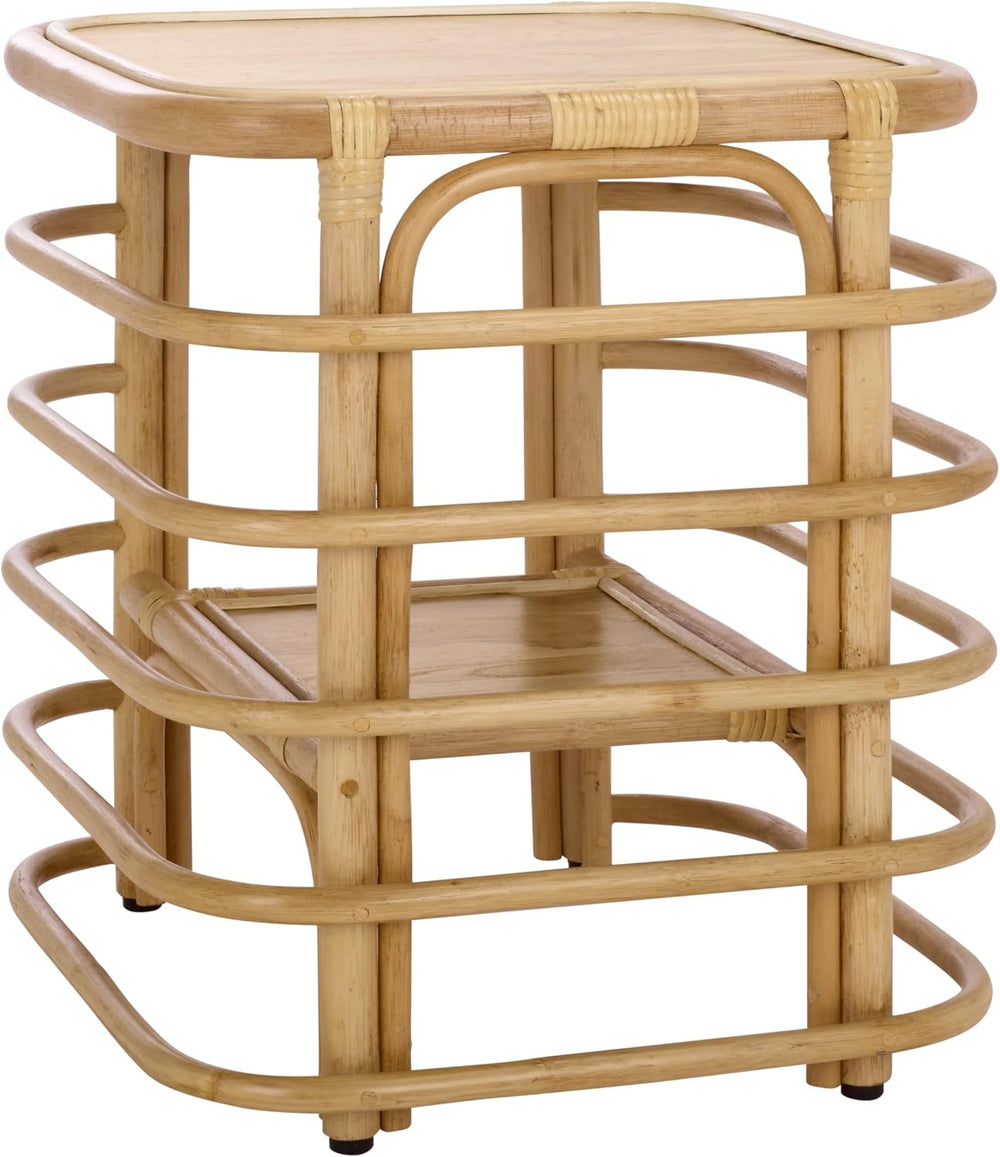 SAFAVIEH Home Collection - Maestro Natural Rattan Accent Table, Tropical Boho...