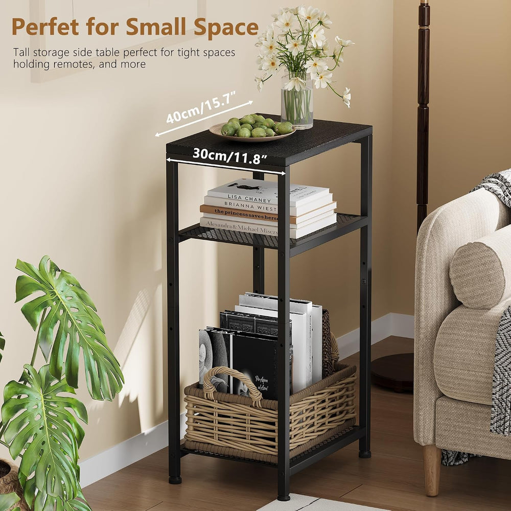 Heybly Small Side Table Set of 2, Tall End Table with Adjustable Shelf, Telep...