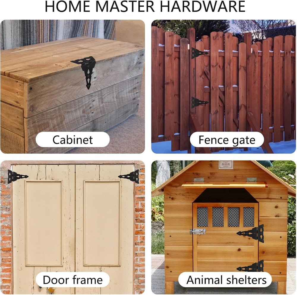 HOME MASTER HARDWARE 8" Heavy Duty Gate Hinges, 4 Pack T Strap Hinges