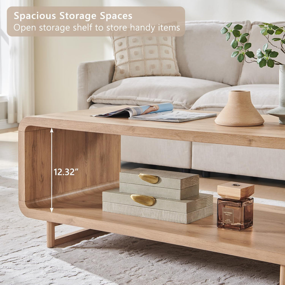 IFGET 48" Modern Coffee Table, 2-Tier Minimalist Center Table with Stora...