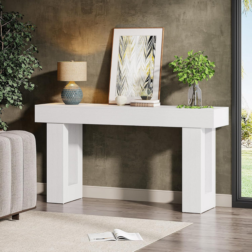 Tribesigns 63-Inch Long Console Table, Farmhouse Wooden Sofa Table Behind The...