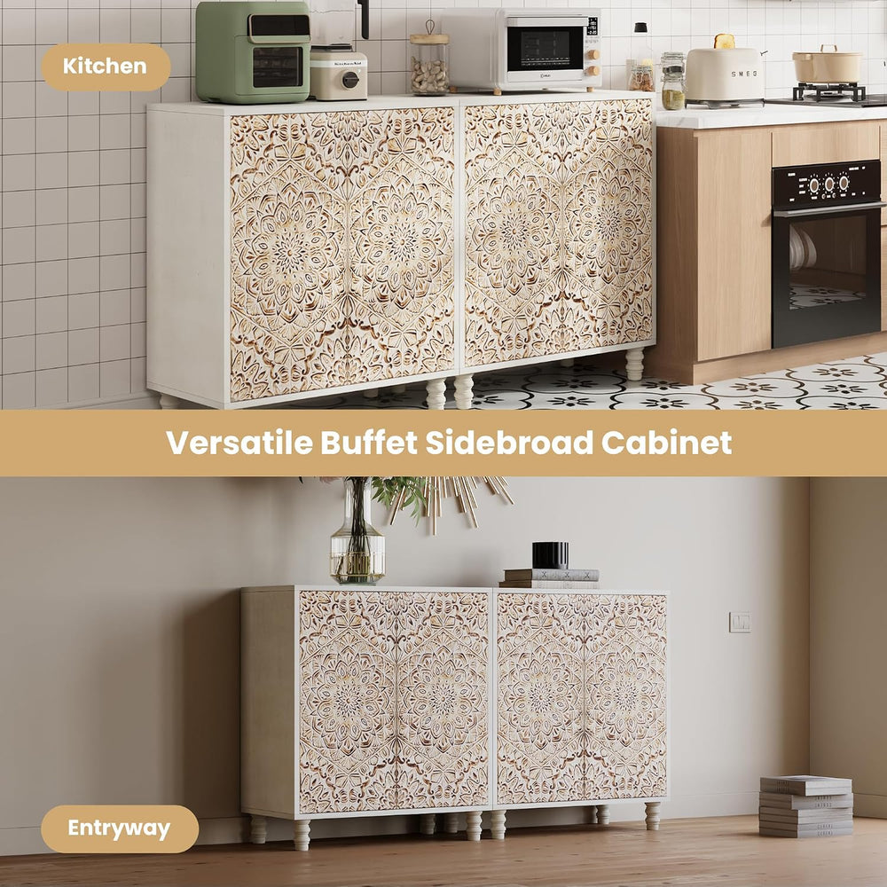 HOMPUS Storage Cabinet, Accent Cabinet with 2 Doors and Adjustable Shelves, C...