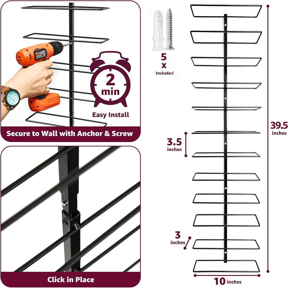 Sorbus Wall Mounted Wine Rack, Metal Bottle Rack (12 Bottle, 1 Pack) | Compac...