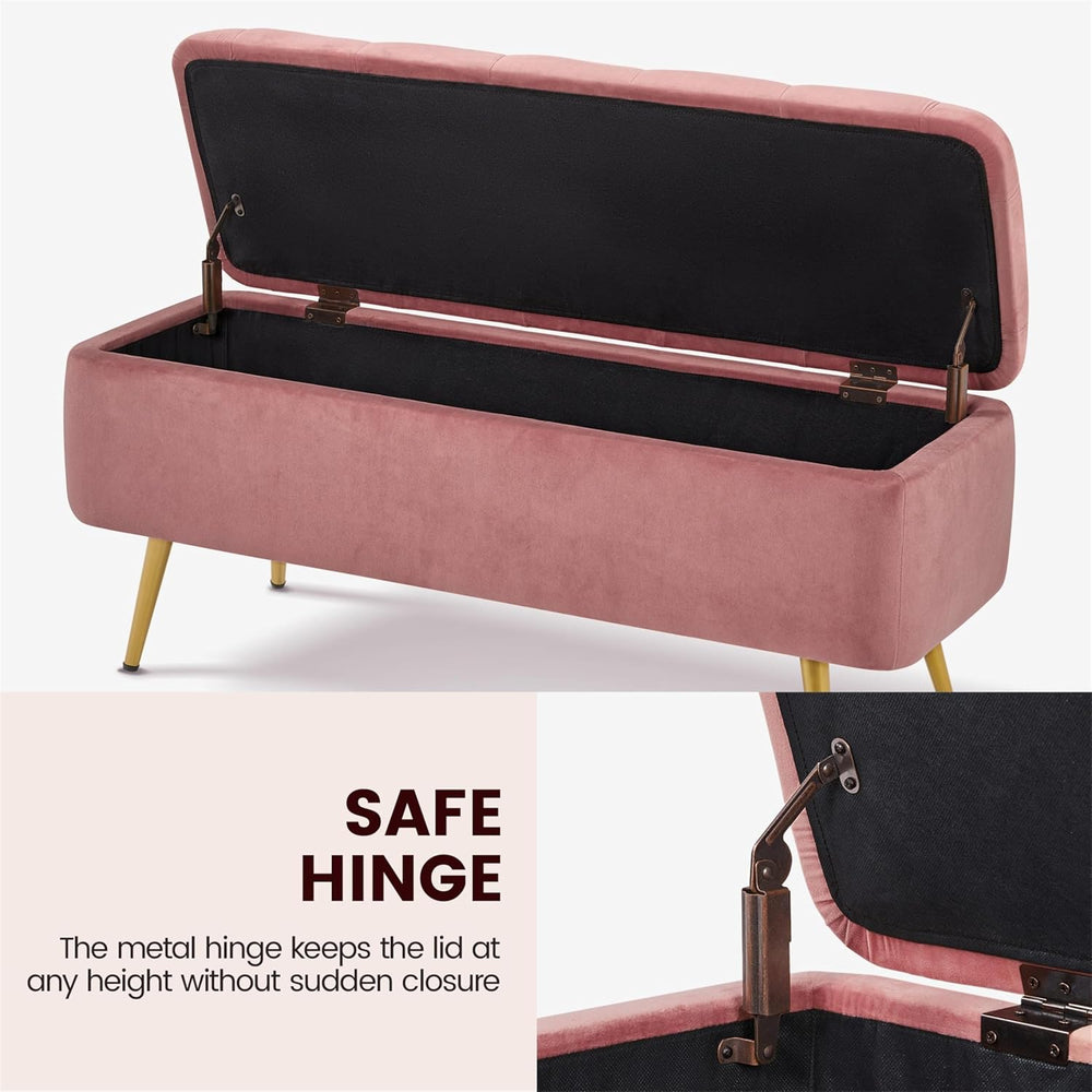 Yaheetech 43in Velvet Storage Ottoman Bench for Bedroom End of Bed, Pink | Bu...
