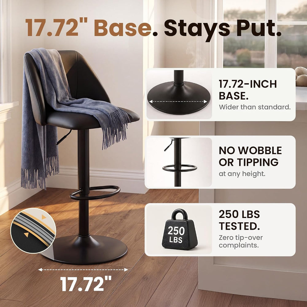 COLAMY MALOL 360° Swivel Bar Stool, Counter Height Chair with Silent Rotation...