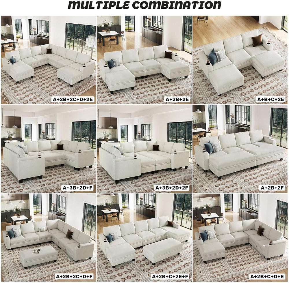 Belffin 45.9" Storage Ottoman Bench Oversized Ottoman for Footrest Uphol...